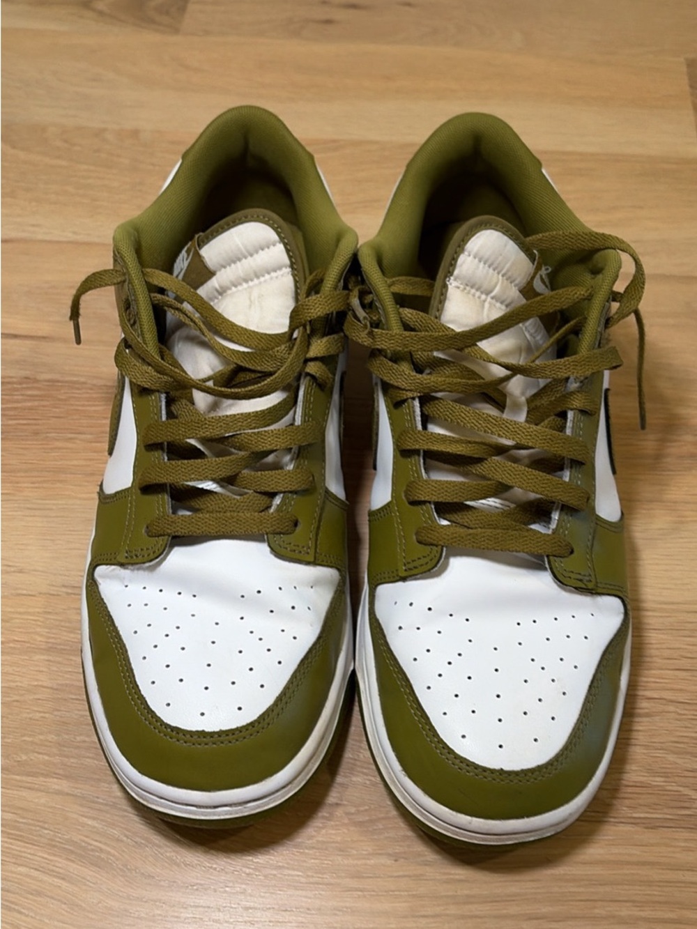 Nike Dunk Low Size 13 Olive Green and White Low-Top Sneakers - Men - Picture 2 of 6